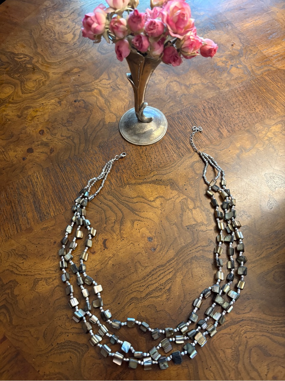 Multi-Strand Freshwater Pearl Necklace in Gray